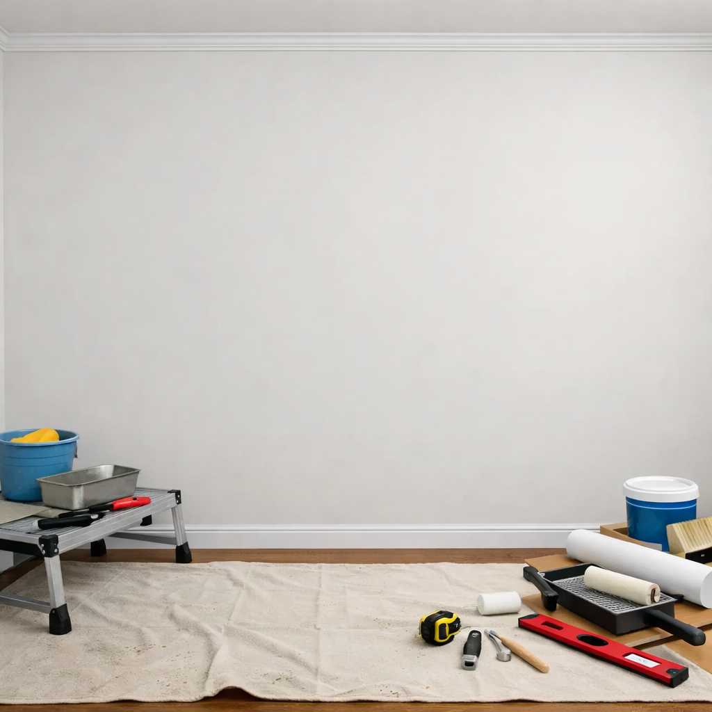 Wilson Supply Corporate Office perfectly prepped and repaired wall surface ready for wallpapering in Houston